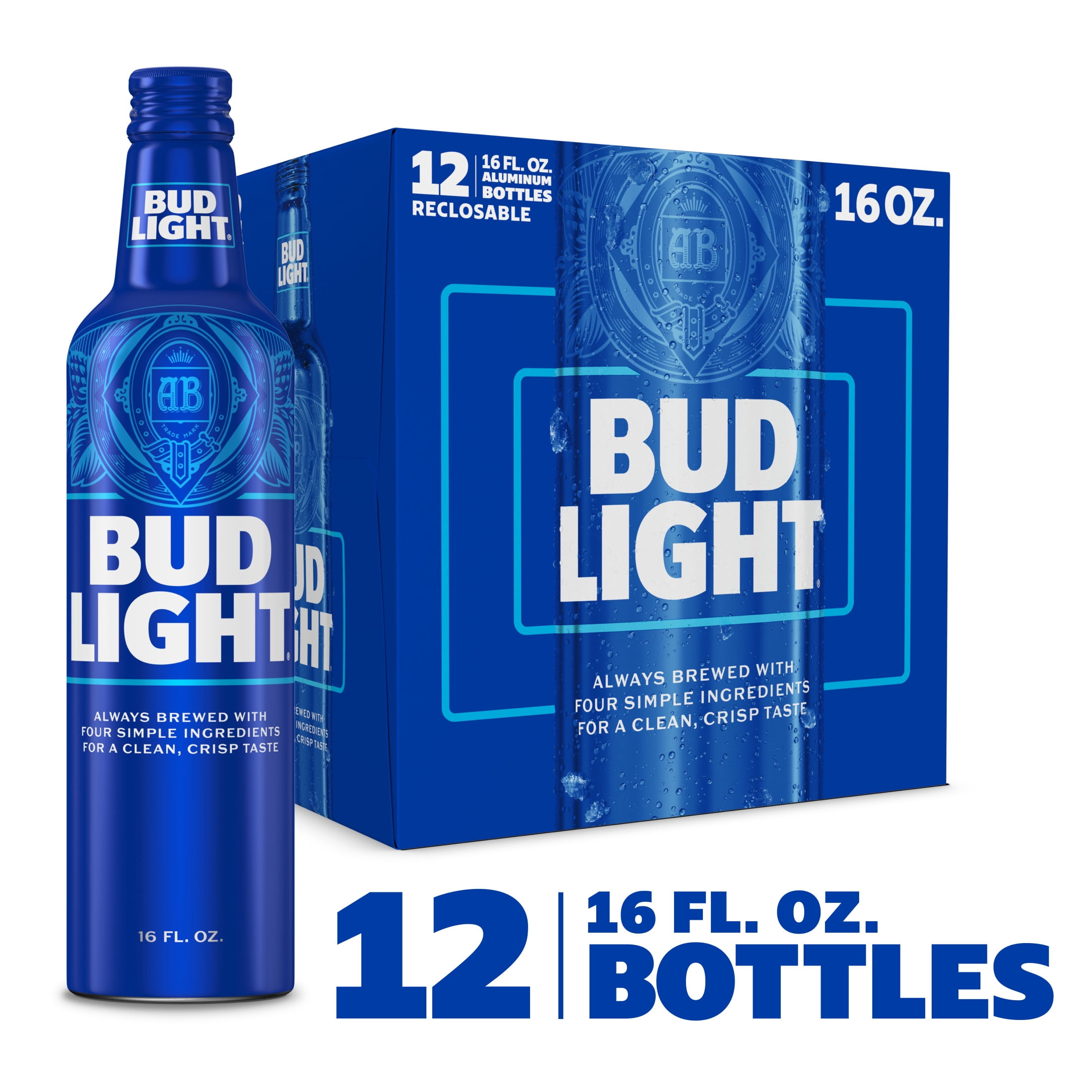 Bud Light American Light Lager Beer 12 Pack 16 fl oz Aluminum Bottles 4.2% ABV