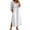 X421 White, variant on Bysome Women Dresses Solid Color 3/4 Sleeve Crew Neck Slit Dress Summer Breathable Women Dress Size L White