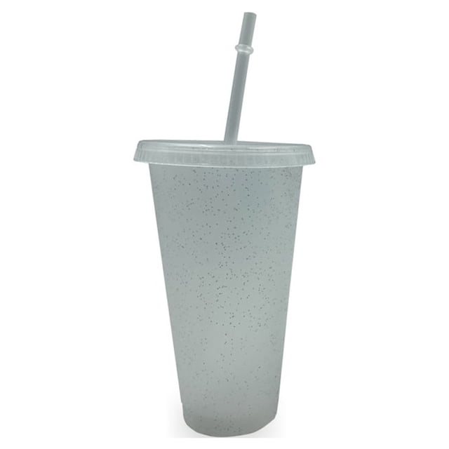 Taza para beber Ounissouiy con tapa y pajita plástico PP 710ml