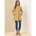thumbnail image 4 of Unique Bargains Women's Winter Overcoat Stand Collar Single Breasted Long Coat 2XL Khaki, 4 of 6