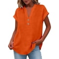 thumbnail image 3 of Bainana T Shirts For Women Solid Color V Neck Short Sleeve Tops Stretch Comfort Fit Women'S School Work Summer Outfits Orange Size Xxxxxl, 3 of 5