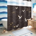 thumbnail image 5 of No Hook Shower Curtain, Japanese Style Shower Curtains for Bathroom with See Through Top Window, Vintage Cranes Ocean Wave Black Grey Waterproof & Washable Bath Curtain Standard 72"x72", 5 of 9