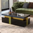 thumbnail image 3 of Noble House Modern Coffee Table,Marble Pattern High-Gloss Top,Black, 3 of 10