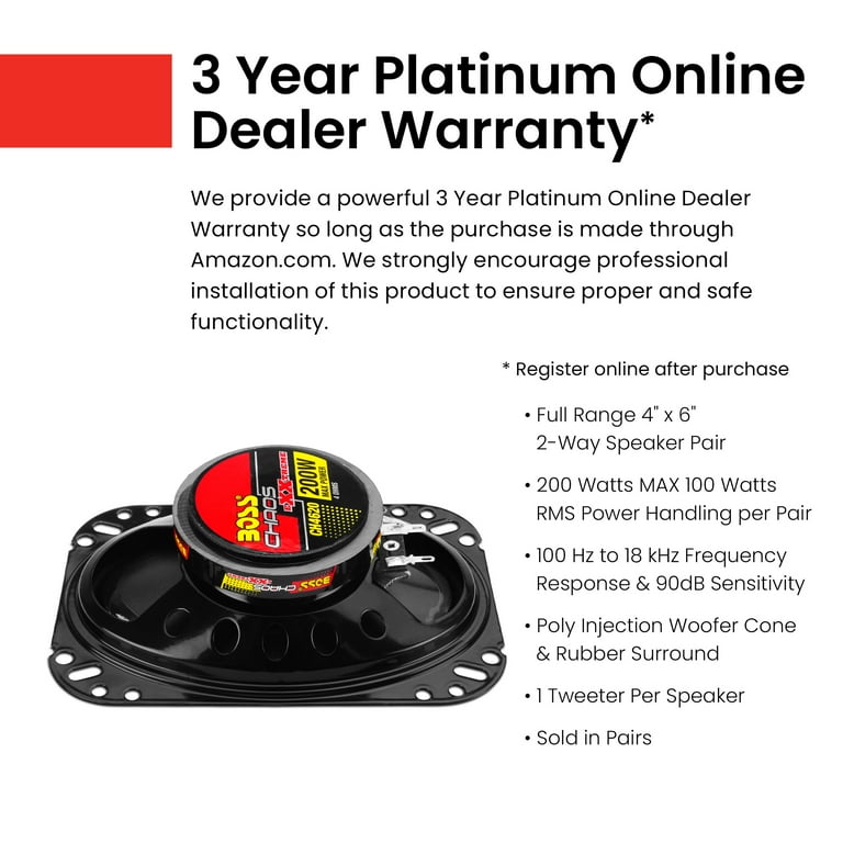 BOSS Automotive Audio Systems CH4620 4” x 6” Car Speakers, 200