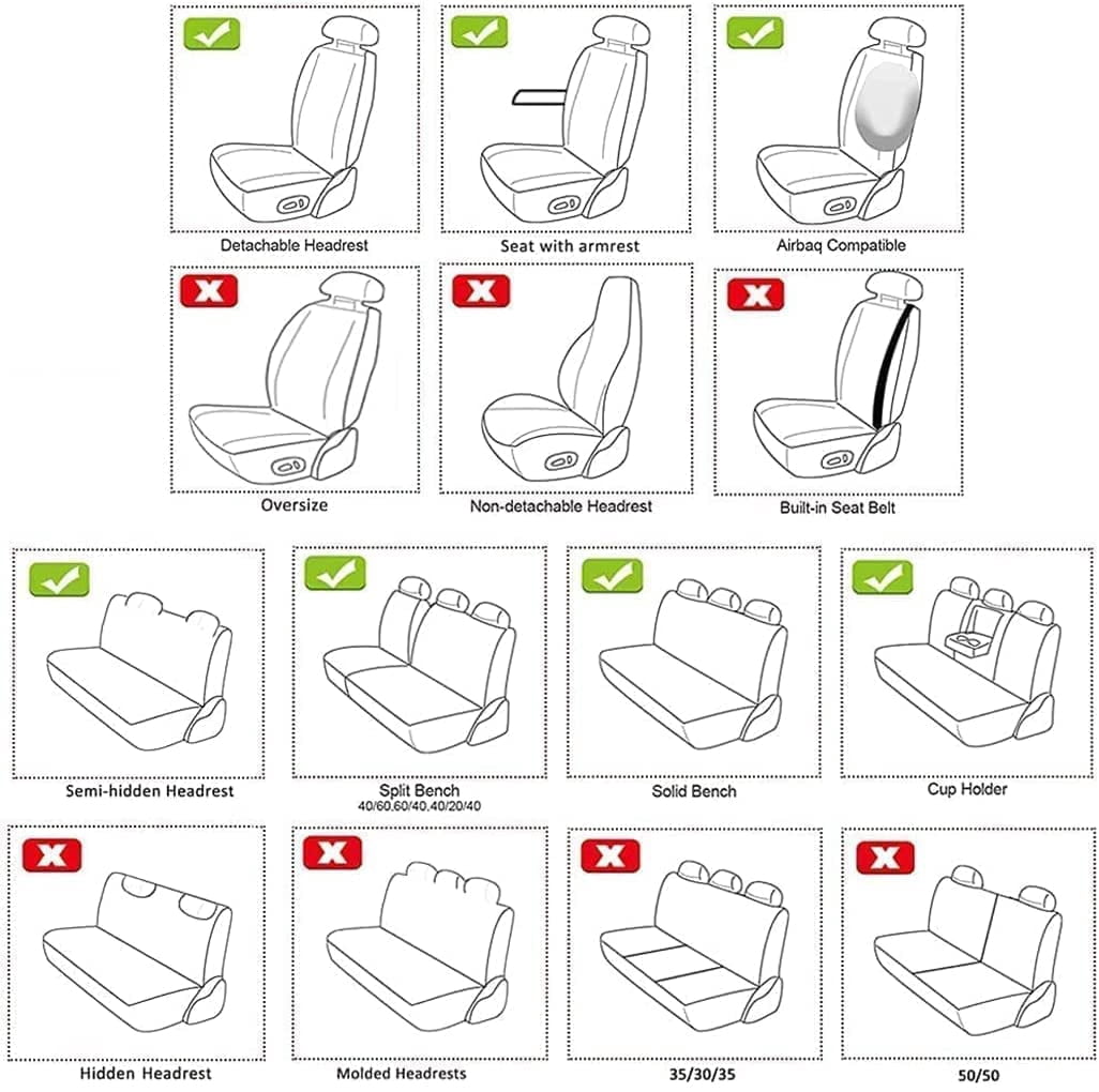 Maidao Car Seat Covers Five Seats Full Set PU Leather Front and Rear Split Bench Car Seat Cover Waterproof Car Seat Covers Black Green