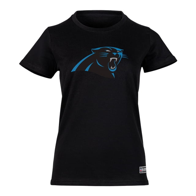 NFL Playera Aficionado Básica Carolina Panthers Negro para Mujer, Talla Mediana