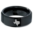 thumbnail image 2 of Tungsten Texas The Lone Star State Band Ring 8mm Men Women Comfort Fit Black Beveled Edge Polished, 2 of 4