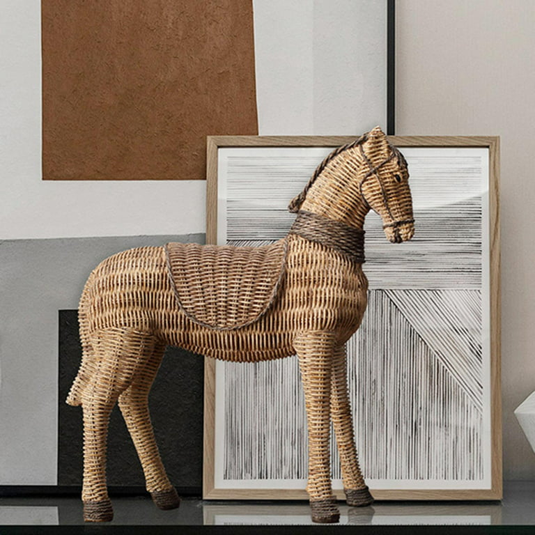 Retro Nachahmung Rattan Pferd Statue Tisch Skulptur Handwerk Handarbeit  Ornamente Figur Für Zuhause Schrank Schreibtisch Dekoration Werbegeschenk 