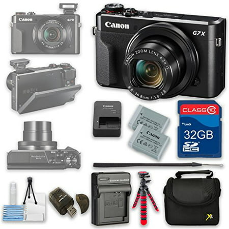 Canon PowerShot G7 X Mark II Digital Camera Wi-Fi Enabled + 32GB High Speed SD Card + Camera Case + Card Reader + Cleaning Kit + Extra Battery and Charger + Flexible