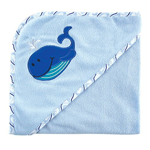 Hooded Towel & Washcloth Set Bath Cute Baby Shower Party Gift Blue Whale 