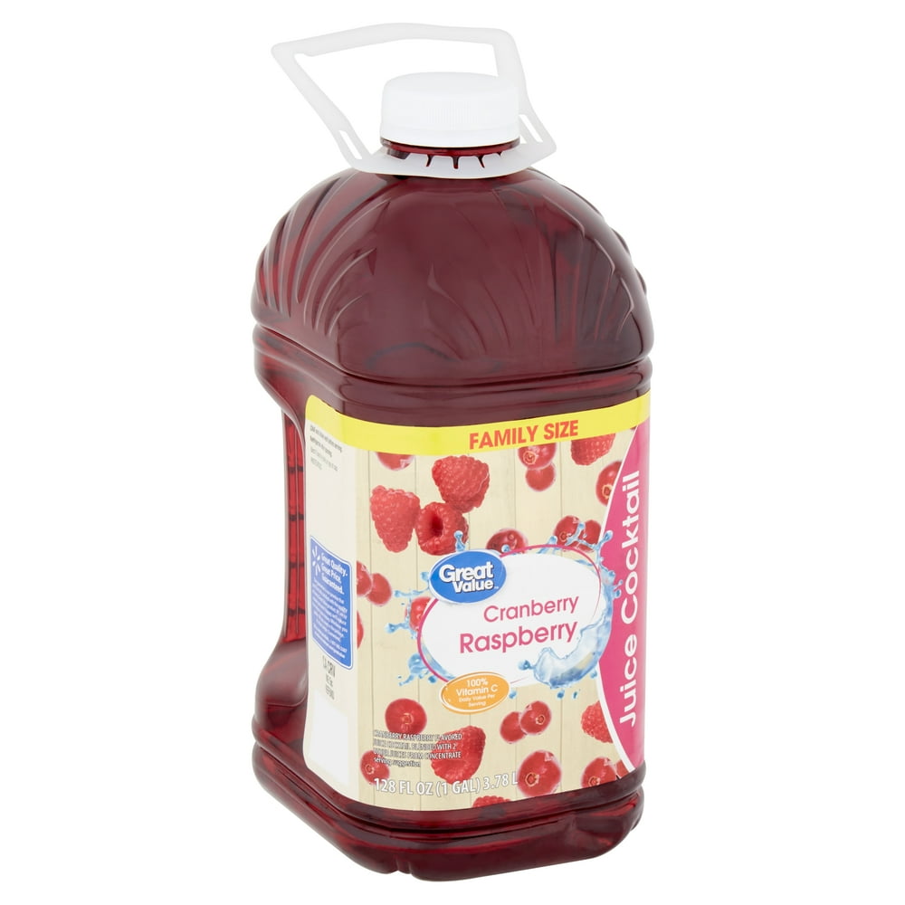 Great Value Cranberry Raspberry Juice Cocktail Family Size, 128 fl oz