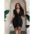thumbnail image 2 of AURA Plus Size Bodycon Mini Dress Women V Neck Summer Ruched Sexy Party Dress, 2 of 7