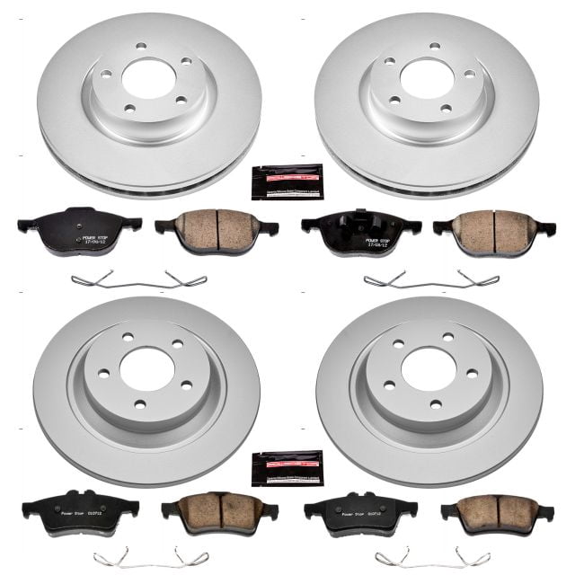 PowerStop Front and Rear Geomet Coated Brake Rotor and Pad Kit Fits: MAZDA Select Models CRK5804