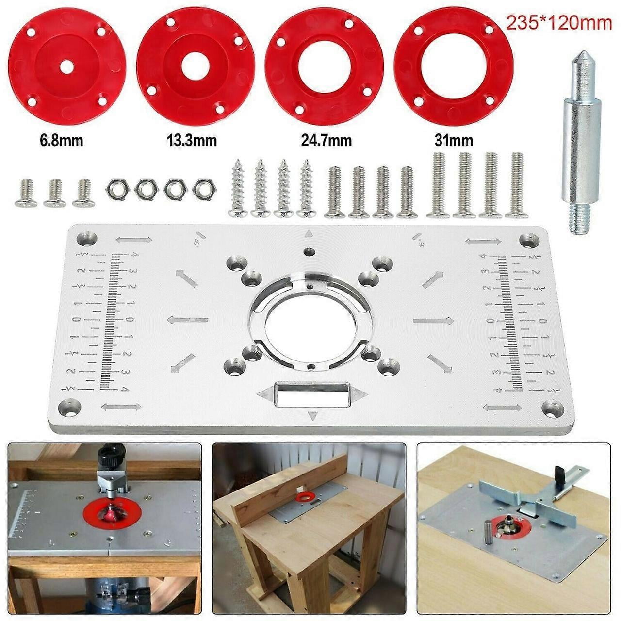 Router Table Insert Plate Metal Router Template with 4PCS Rings Tools ...