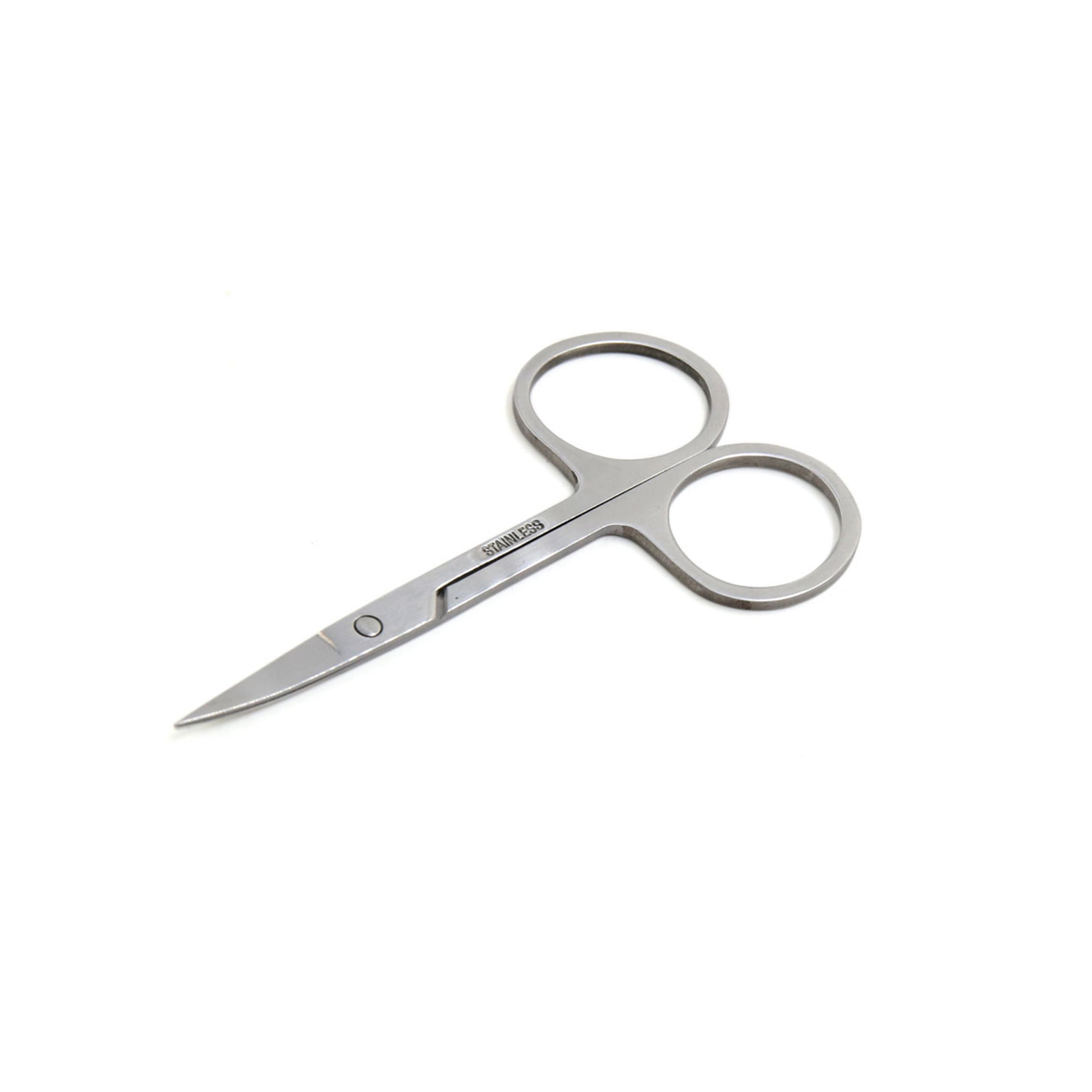 Unique Bargains Silver Tone Stainless Steel Eyebrow Trimmer Curved Edge Scissor