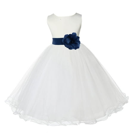 Ekidsbridal Satin Ivory Peacock Tulle Rattail Christmas Party Bridesmaid Recital Easter Holiday Wedding Pageant Communion Princess Birthday Clothing Baptism 829T size 6-9 month Flower Girl Dress