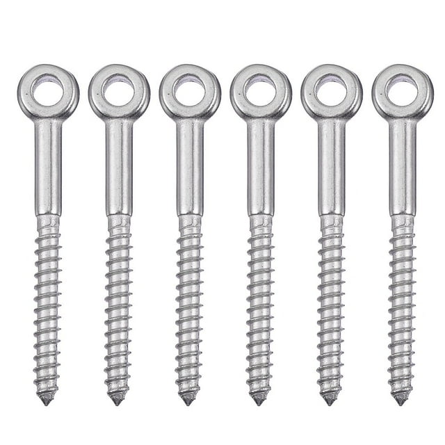 Bamboohart 6Pcs Stainless Steel Eye Screws Heavy Duty Eye Screws Thread Eye Bolts