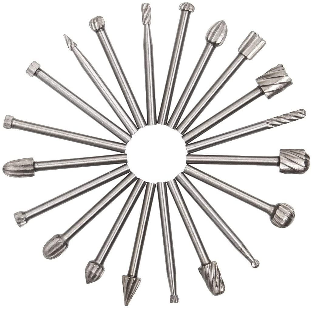 20Pcs High Speed Steel Rotary Cylindrical Carpentry Kinds Type Woodwork Tools 