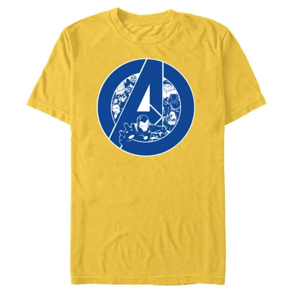 Marvel Avengers Assemble A-Logo Team Blue - Short Sleeve Blended T-Shirt for Adults - Customized-Yellow