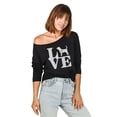 thumbnail image 2 of Love Beagle Women's Fashion Slouchy 3/4 Sleeves Raglan Lightweight Sweatshirt Black X-Large, 2 of 3