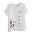 thumbnail image 4 of Blouses pour Femmes, Haut Décontracté en Lin Imprimé à Manches Courtes avec Boutons, 4 of 4