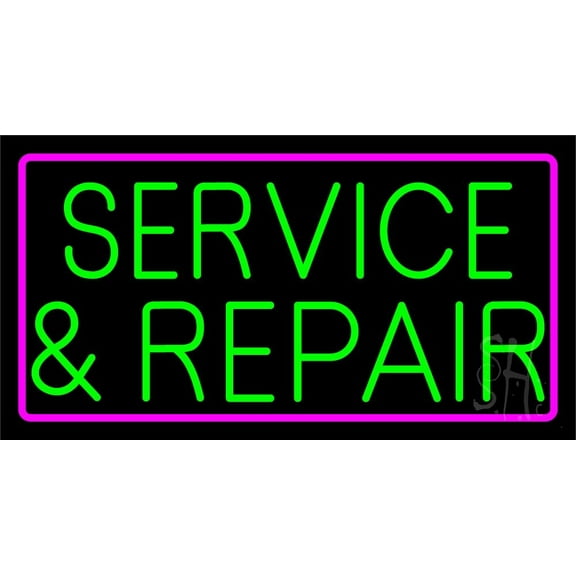 Repair Pink Border LED Neon Sign 20 x 37 - inches, Clear Edge Cut Acrylic Backing, with Dimmer - Bright and Premium built indoor LED Neon Sign for Computer & Electronics store decor.