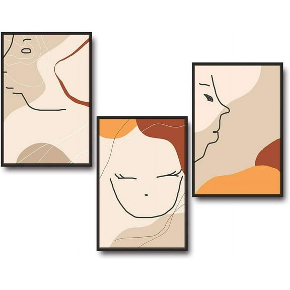 IDEA4WALL 3 Piece Framed Canvas Wall Art for Living Room, Bedroom Mattis and Brutalist Canvas Prints for Modern Home Decoration Ready to Hang