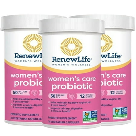 R-enew Life Women's Probiotic Support Capsules – 90 Billion CFU for pH Balance & Holistic Wellness, Dairy, Soy & Gluten-Free, 60 Count,3 Pack