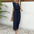 thumbnail image 4 of fheaev Jumpsuits for Women Casual Summer 1 Piece Outfits Solid Color Sleeveless Wide Leg Pants Rompers with Pockets Clubwear Straight Leg Jumpsuit for Workwear, 4 of 5