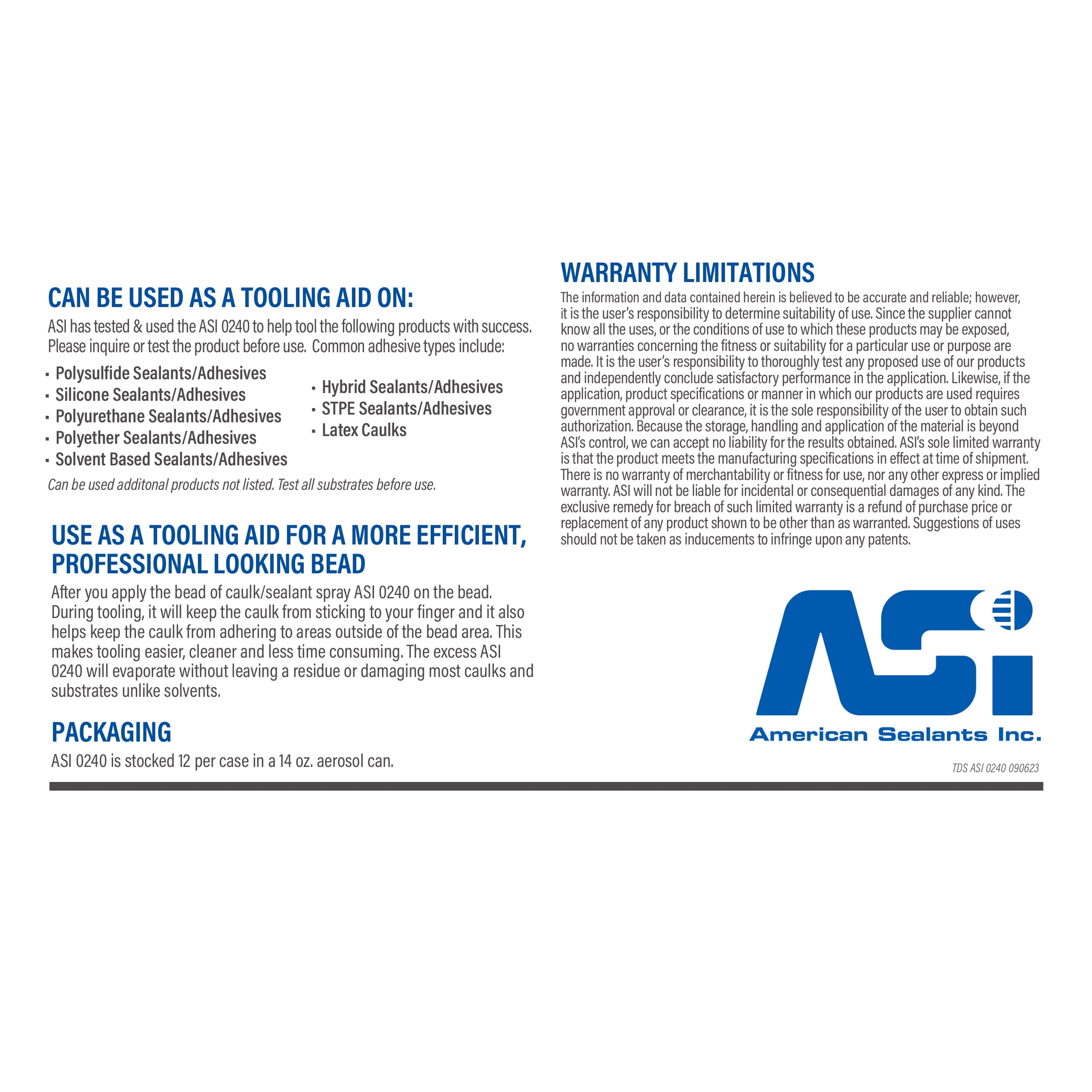 ASI 0240 Adhesive Remover & Cleaner Sprayable Liquid 14 Oz