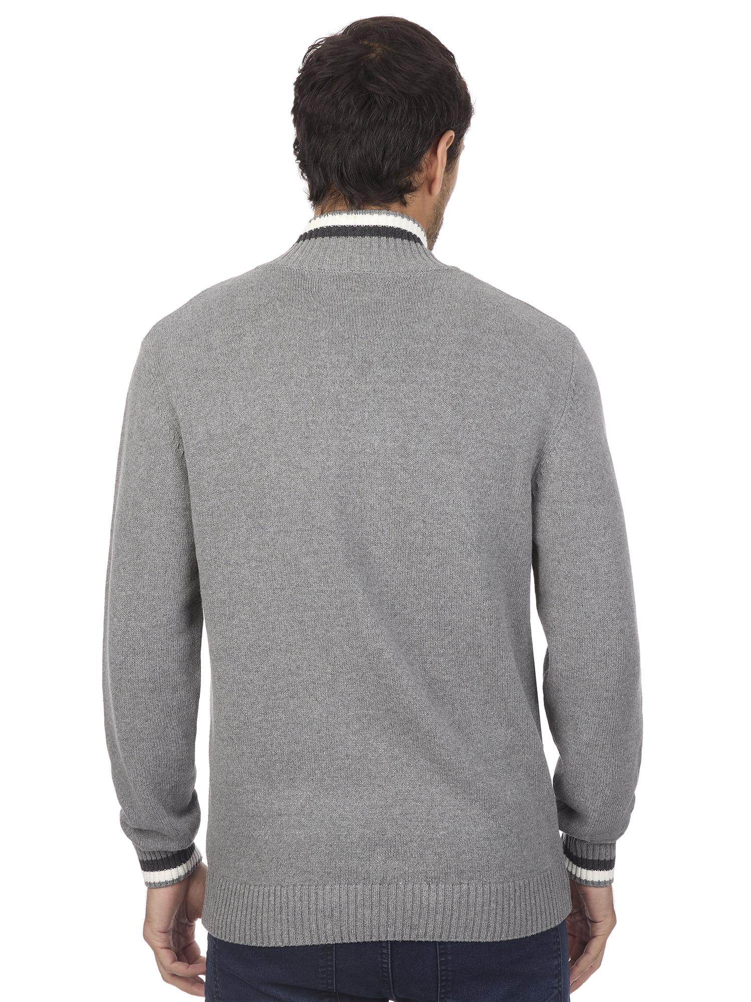 U.S. Polo Assn Men's Textured Chest Stripe Full-Zip Sweater