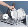 thumbnail image 5 of Dish Rack, Large Capacity, Dish Drying Rack with Cutlery Holder, Removable Drip Tray, Compact Kitchen Drainers for Countertop, Grey, 5 of 10