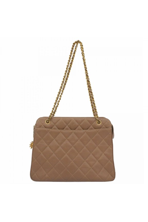 Pre-Owned Chanel Matelasse Chain Tote Bag in Brown Caviar Leather for Women