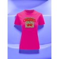 thumbnail image 1 of Playera Blusa De Cerezas Cherries Con Fondo Animal Print Vintage Color Fucsia Talla Grande Marca Emil SaEs, 1 of 4