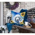 thumbnail image 4 of White Poodle in Sunflowers Throw Pillow 18 in x 18 in, 4 of 5