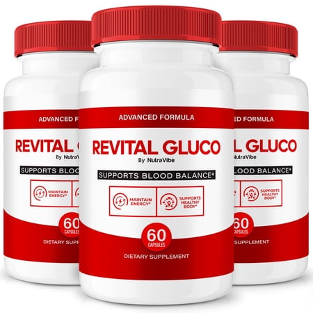 (3 Pack) Revital Gluco – Original Formula with a Clean Blend to Support Healthy Circulation, Natural Energy & Balanced Levels | Just 2 Easy-to-Swallow Pills Daily (180 Capsules)