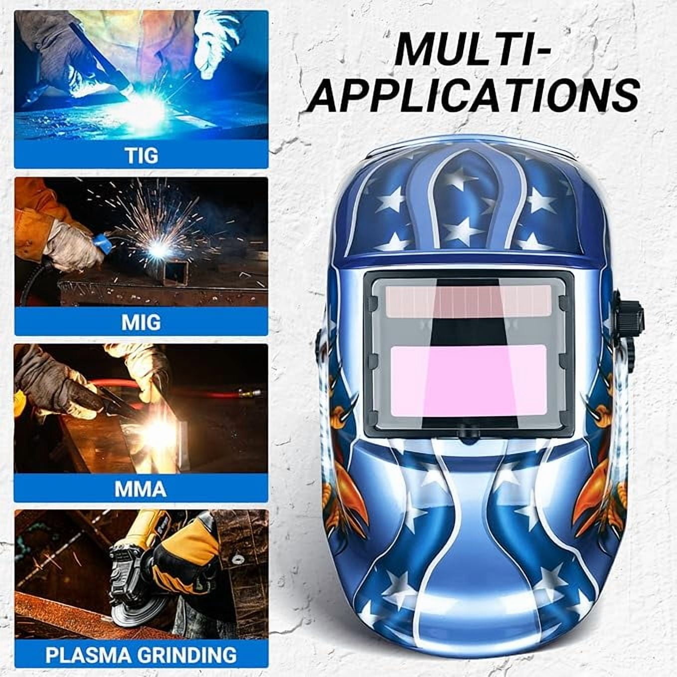 DEKO Blue Eagle Welding Helmet Auto Darkening: True Color Solar Powered Auto Darkening Welding Helmets Welder Mask Hood