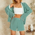 thumbnail image 2 of Liacowi Women 2 Piece Pleated Pants Set Oversized Tie Dye Print Button Down Shirt High Waist Shorts Outfits Summer Streetwear, 2 of 8