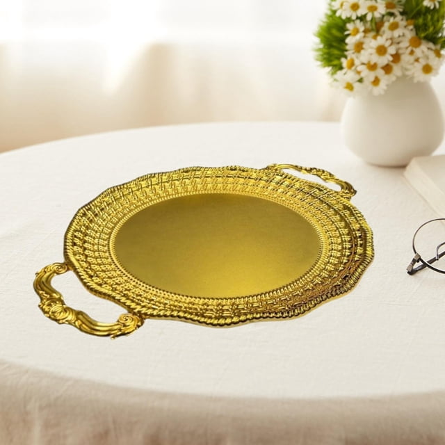 Placa de fruta Sirviendo bandeja decoración multifuncional exhibición dorada bandeja de alimentos de plato de postre para sala de estar de escritorio 32 cm x 245 cm