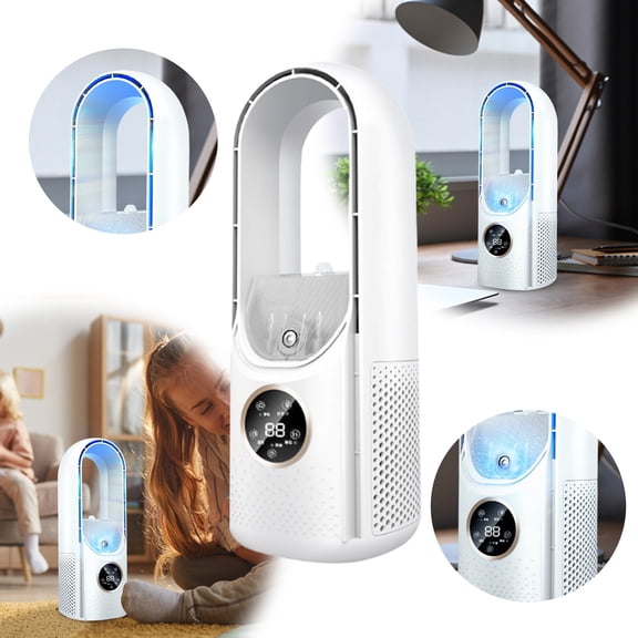 BotaniNest Silent Air Conditioner Fan Silent Evaporative Air Cooler Bladeless Fan Portable Quiet 6 Speed USB Powered Desk Table Fan For Home