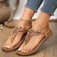 thumbnail image 4 of Xunlbb Women's Sandals Beaded Ethnic Style Flat Bottomed Sandals Elastic Bands Beach Sandals Roman Shoes Women's Fashion Shoes Up to 60% Off, 4 of 6