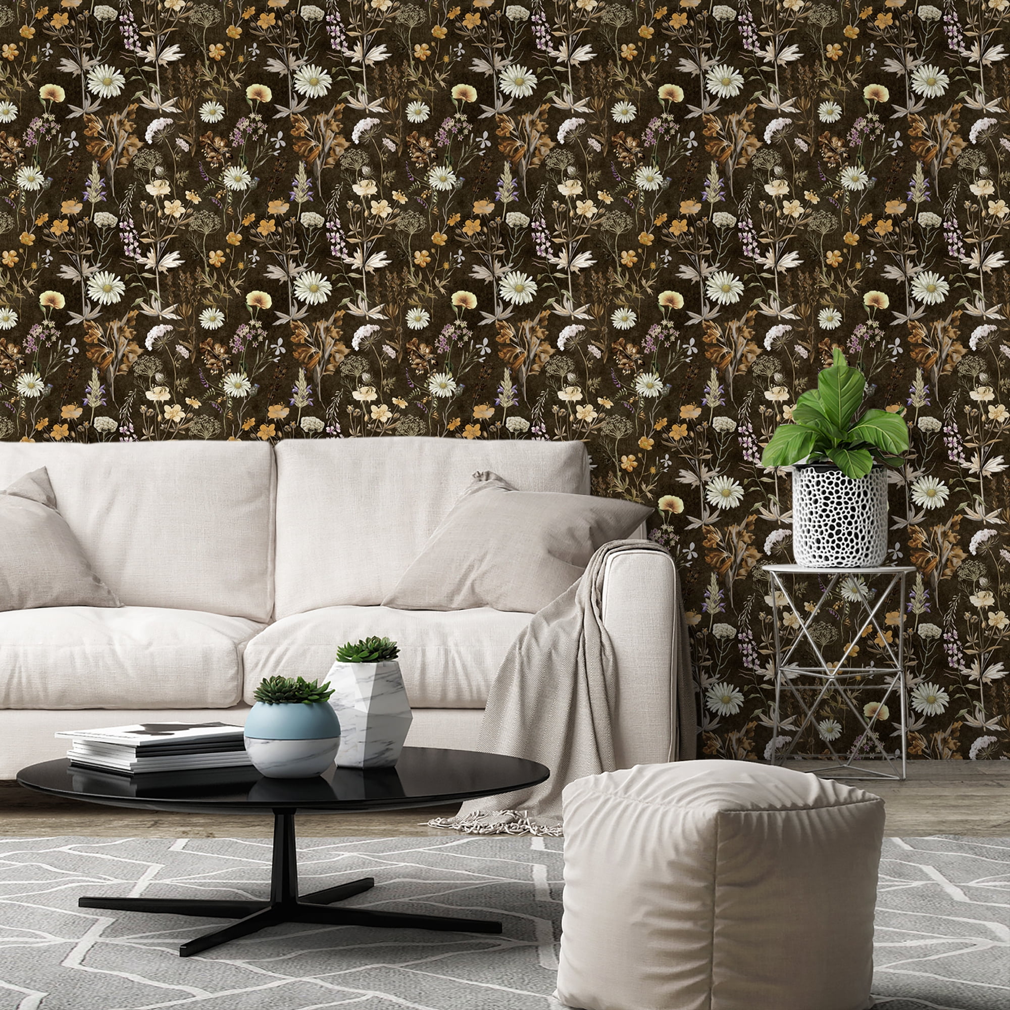 Abyssaly Flower Peel and Stick Wallpaper Colorful Floral Adhesive Removable Wallpaper Peel and Stick for Home Bedroom Cabinets Thicken 17.32-in x 393.7-in