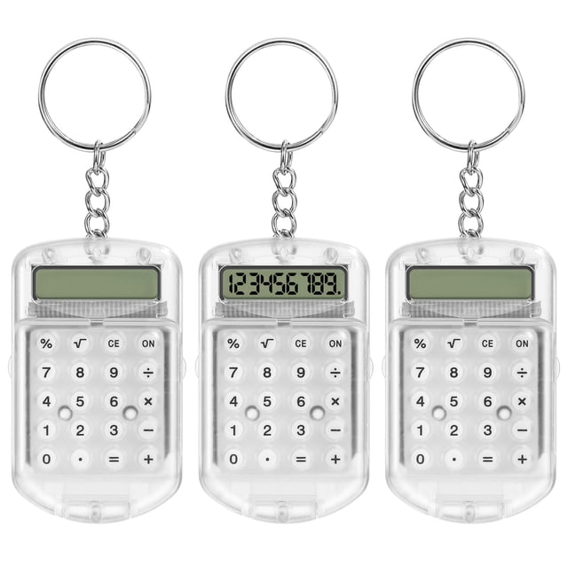 SHISUYAN 3pcs Mini Electronic Calculator Keychain Tiny Small Pocket Calculator Key Ring