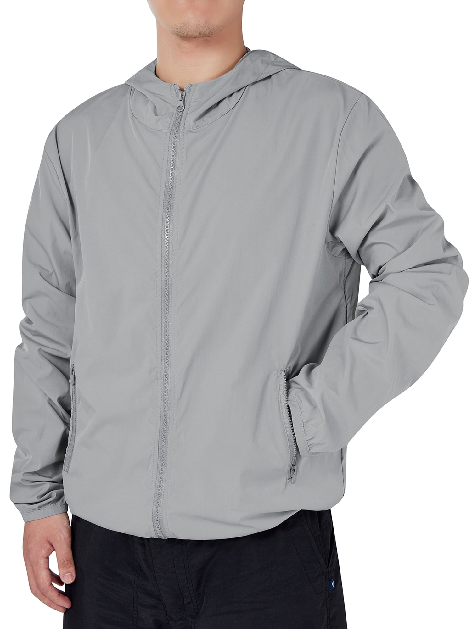 FOCUSSEXY Men Windbreaker Outdoor Lightweight Windbreaker Quick Dry Jacket Waterproof Hooded Jackets Outdoor Camping Hooded Windbreaker Jacket Outwear
