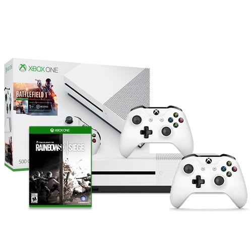 Xbox One S Battlefield 1 Bundle 500gb With Xbox White Wireless Controller And Tom Clancy S Rainbow Six Siege Walmart Com