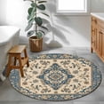 thumbnail image 3 of Round Rugs 4Ft, Southwestern Boho Blue Round Area Rug Washable Indoor Throw Carpet, Ethnic Geometric Rustic Soft Non Slip Circle Rug for Kitchen Nursery Room Home Decor Aesthetic, 3 of 8