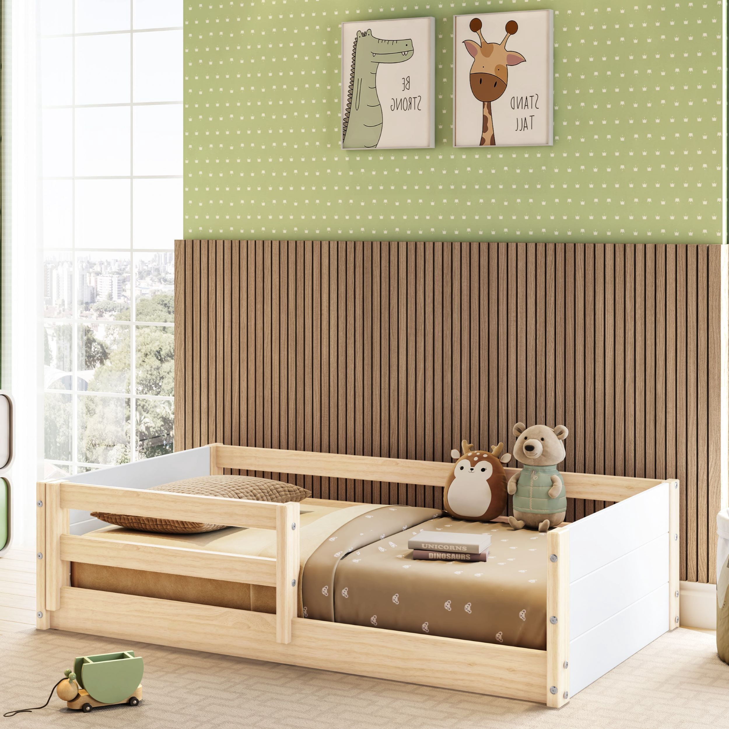 Polifurniture Brie Toddler Bed with Built-In Guardrails