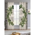 thumbnail image 2 of Farmhouse Green Garland Sheer Curtains 84 Inch Length 2 Panels Set for Living Room/Bedroom, Spring Vintage Black Plaid Beige Kitchen Curtains Grommet Semi-Sheer Curtains Window Treatments 52"x84"x2, 2 of 7