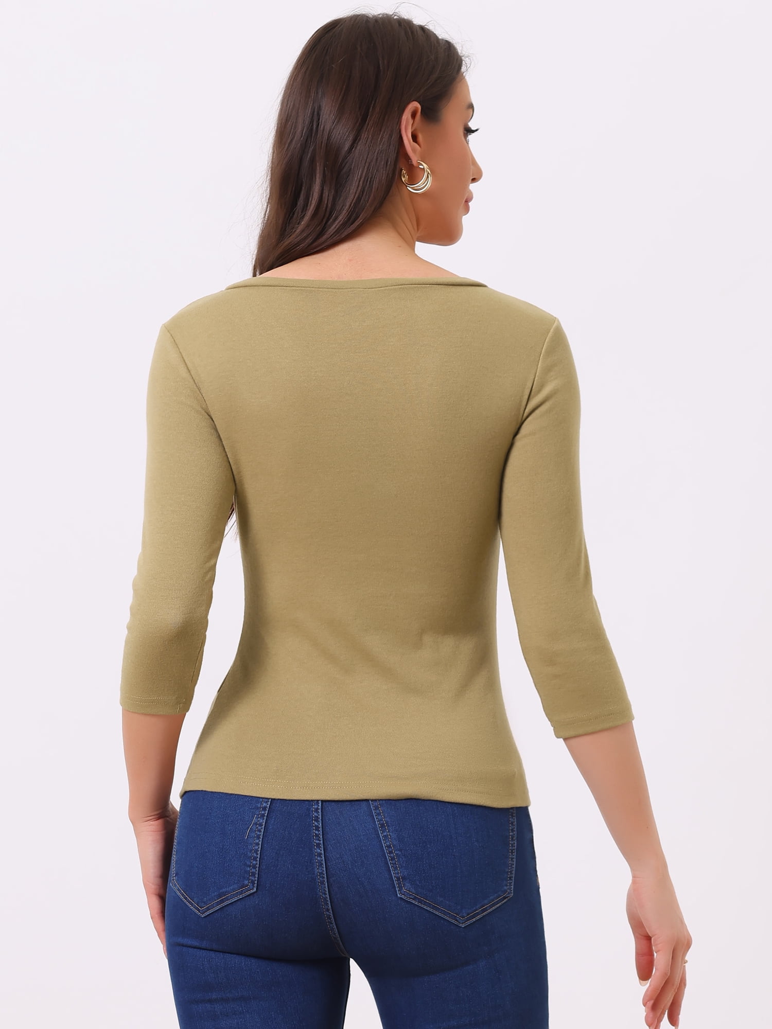 DARING DIVA V Neck Knitted Buttons Decor Ruched Blouse Top XS Tan