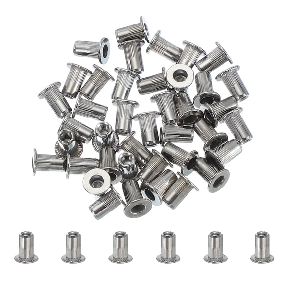 Uxcell 40Pcs M3 Rivet Nuts 304 Stainless Steel Knurled Flat Head Insert Nuts